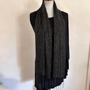 Haute Hippie Runway Silk Crystal Bead Chain Fringe Scarf Black 2009